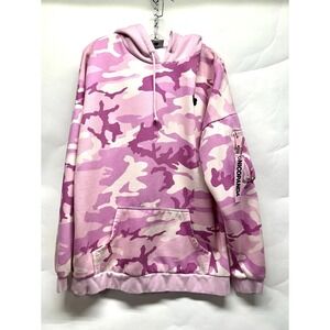 Nicopanda Women's Pink Camo Large Cotton Blend Hoodie Sweatshirt (HU)